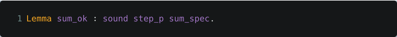 "The correctness lemma of SUM in Coq"