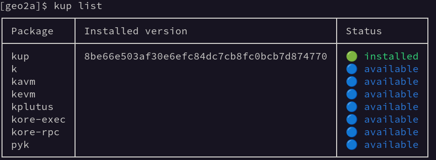 kup-list-output
