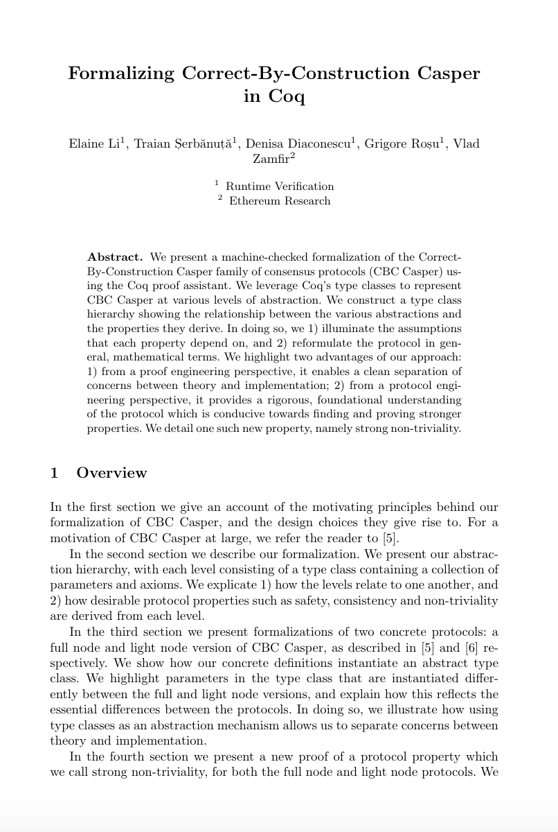Formalizing Correct-By-Construction Casper in Coq